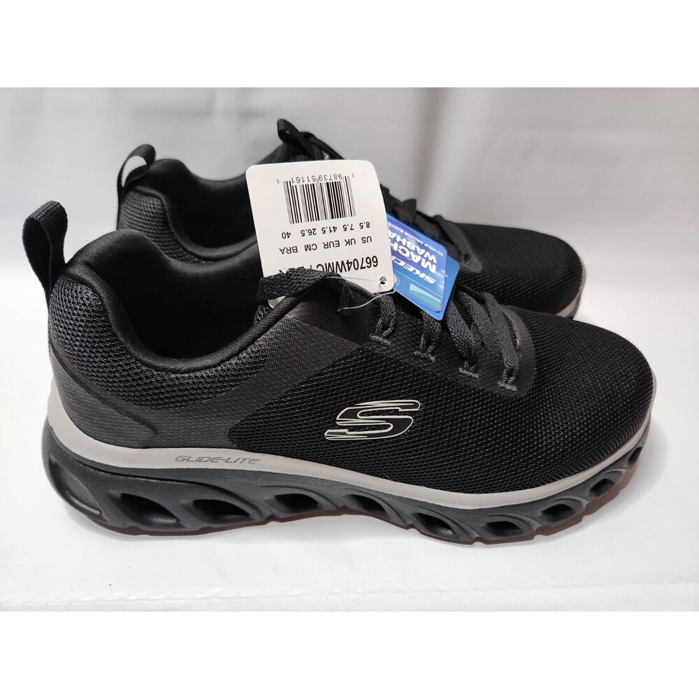 Skechers Glide‑Lite Wide Fit — Men’s Black Sneakers